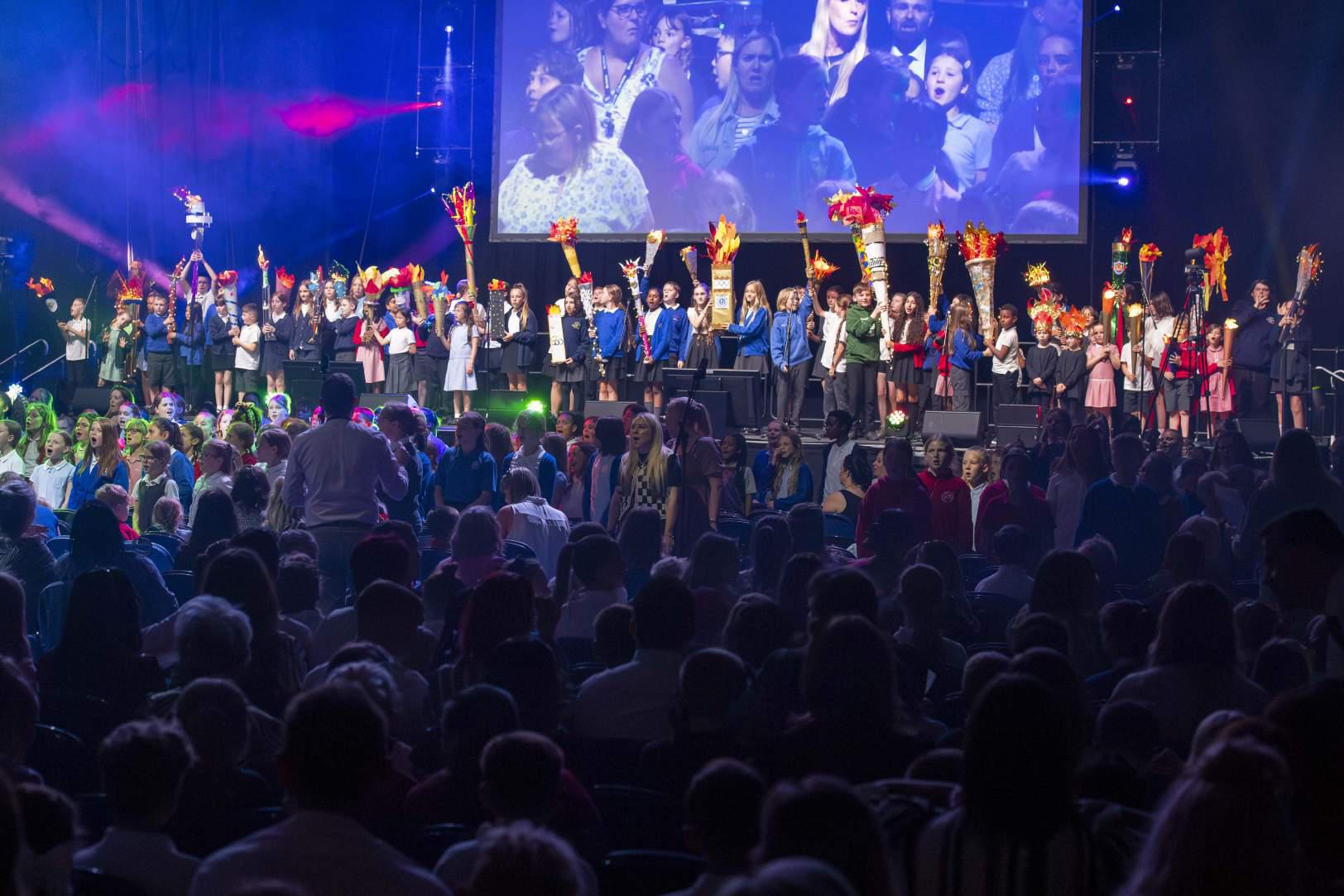 Children performing on stage